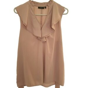 Apt. 9 Dressy Formal Baby Pink Belted V Neck Dress Tank Blouse